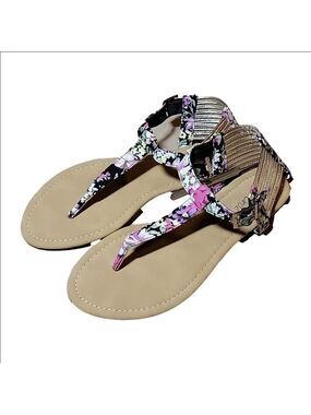 Red Circle Floral Sandals Size 10 NWOT